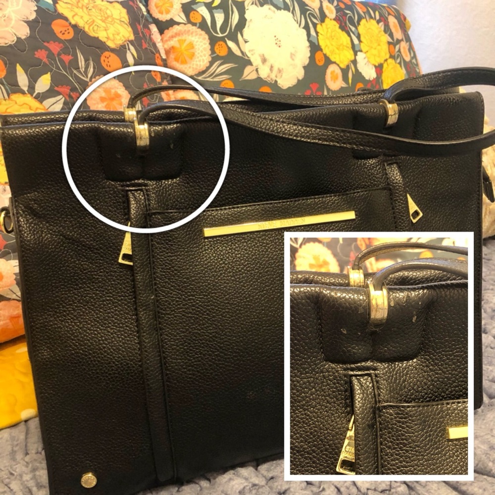 Steve Madden Black Faux Leather Tote - Picture 12 of 14